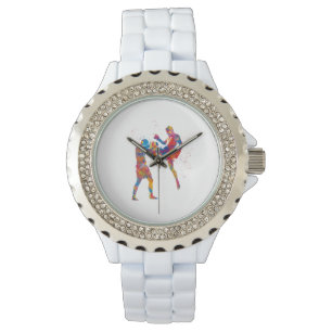 Relógio Muay thai cajador em aquarela