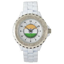 Relógio Mulheres na Índia Flag Rhinestone Watch