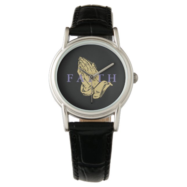 Relógio Mulheres Observando Mãos de Oração Fé (Frente)