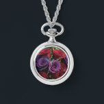 Relógio Multicolored Rose's Necklace Watch<br><div class="desc">This necklace watch will make a great gift for yourself or someone you know!
An original ai generated floral photo.</div>
