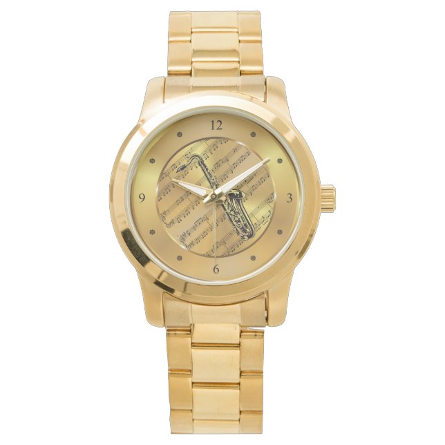 Relógio ~ Música ~ Folha Saxofônica ~ Contexto Dourado ~ Ú (Frente)