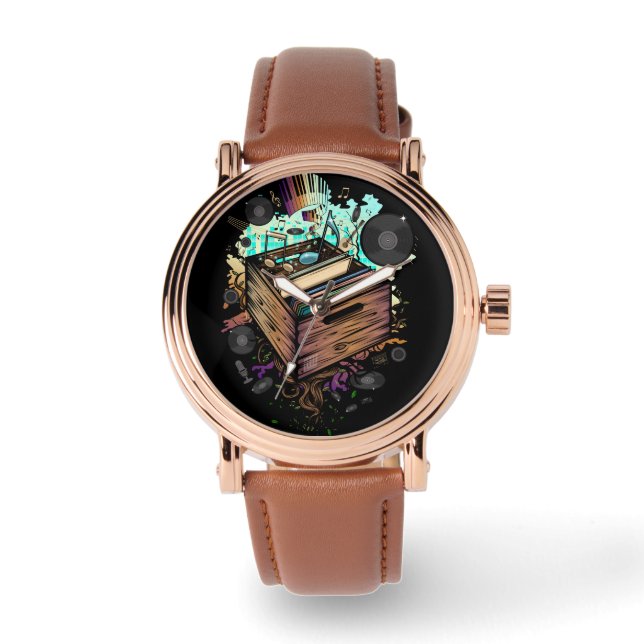 Relógio Música Vinyl Crate (Frente)