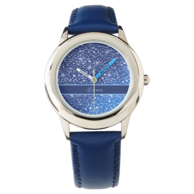 Relógio Muster blau mit weißen Sternen (Frente)