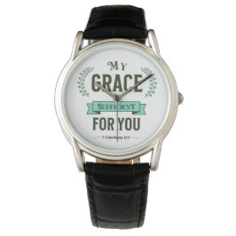 Relógio My Grace is Sufficient Scripture Teal