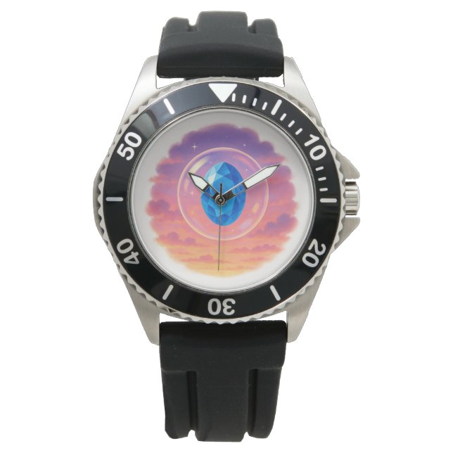 Relógio Mystical Blue Gem Sunset – Spiritual Watch Design (Frente)