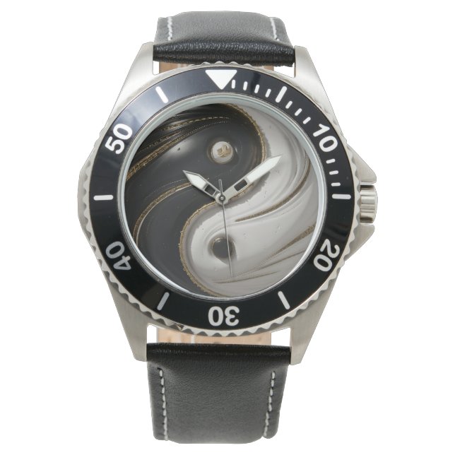 Relógio Na moda branco, Dourado, Yin Yang Watch (Frente)