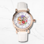 Relógio Na moda Floral bordada por Faux colorida<br><div class="desc">As mulheres Na moda floreadas bordadas com Faux coloridas Watches apresentam um bordado moderno,  cor de moda,  em cor rosa,  roxo,  laranja e vermelho sobre um fundo verde pastel. Criado pelo Evco Studio www.zazzle.com/store/evcostudio</div>