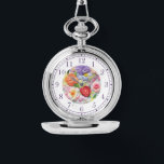 Relógio Na moda Floral bordada por Faux colorida<br><div class="desc">As mulheres Na moda floreadas bordadas com Faux coloridas Watches apresentam um bordado moderno,  cor de moda,  em cor rosa,  roxo,  laranja e vermelho sobre um fundo verde pastel. Criado pelo Evco Studio www.zazzle.com/store/evcostudio</div>