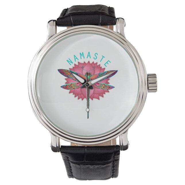 Relógio Namaste Lotus Dragonfly Yoga (Frente)