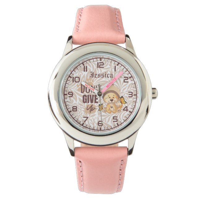 Relógio Não desista | Leão de Cute | Afirmação e motivação (Frente)