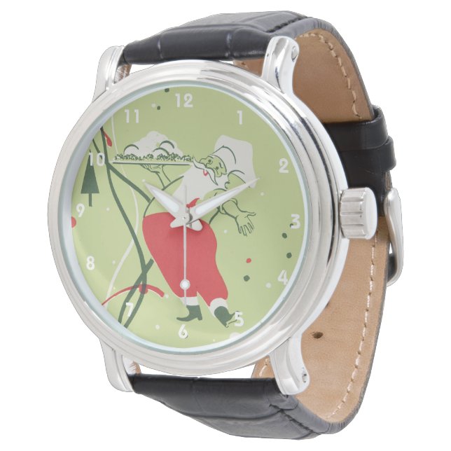 Relógio Natal Antigo, Papai Noel Chef com Jantar (Angular)