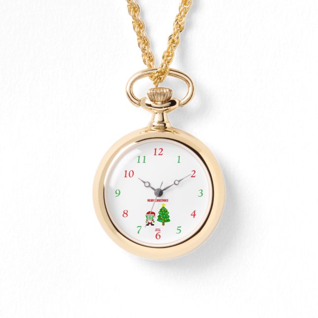 Relógio Natal FrankenQueijo Dourado do Necklace Watch (Frente)