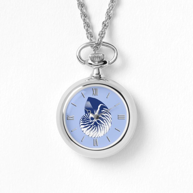 Relógio Nautilha - marinho, branco e azul claro (Frente)