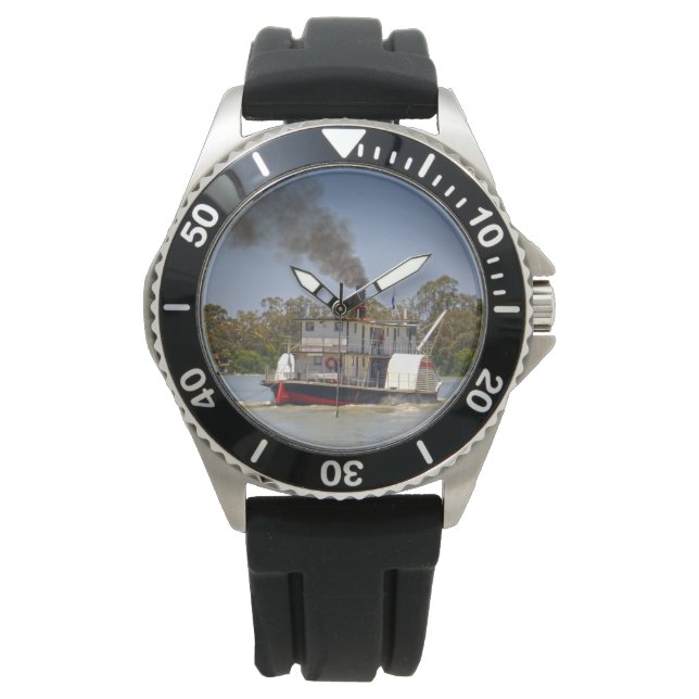 Relógio Navio a vapor De Paddle A Cruzar O Rio, (Frente)