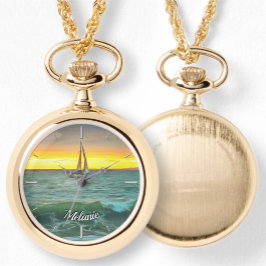 Relógio Navio de vela na Baía Bandera 0884 Necklace Watch
