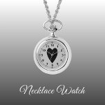 Relógio Negra e cinza amam o coração do Neclace Watch<br><div class="desc">Presente do Necklace Watch. Com um coração de amor negro e números de relógio em um fundo de cinza.</div>