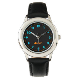 Relógio Neon Azul e Laranja Personalizado para Men