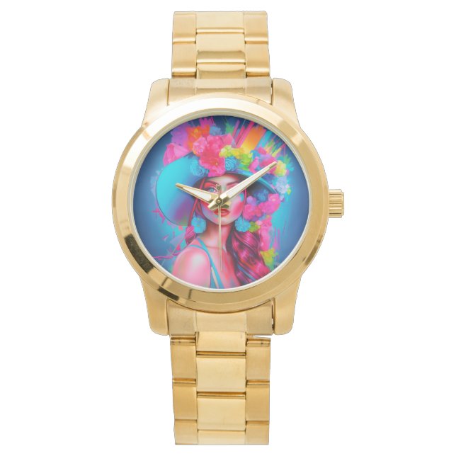 Relógio Neon Fantasy Floral Retrato (Frente)