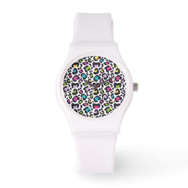 Relógio Neon Leopard Print Silicone Watch (Frente)