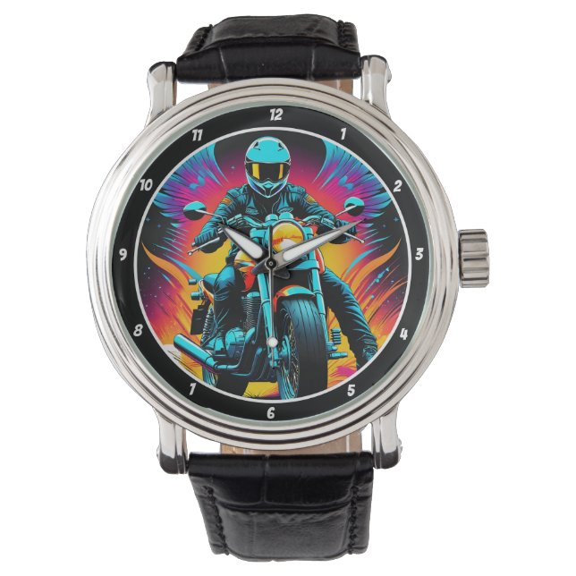 Relógio Neon Ride, Biker Watch Face (Frente)