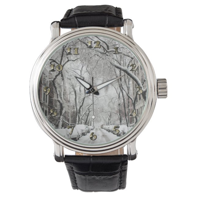 Relógio Neve de Natal Urbana no Brooklyn NY (Frente)