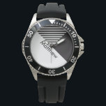 Relógio Nome da faixa branca escura mínima do Geo Abstrato<br><div class="desc">Personalize com seu próprio nome ou nome de seu amado.</div>