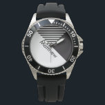 Relógio Nome da faixa branca escura mínima do Geo Abstrato<br><div class="desc">Personalize com seu próprio nome ou nome de seu amado.</div>