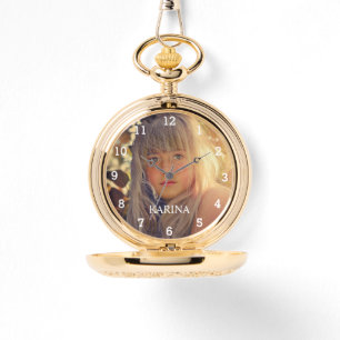 Relógio Nome da Família de Crianças Fotográficas Elegante 