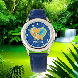 Relógio Nome de adição de amor de tigre de cores bonitas