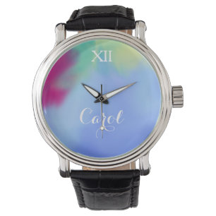 Relógio nome de aquarela personalizado