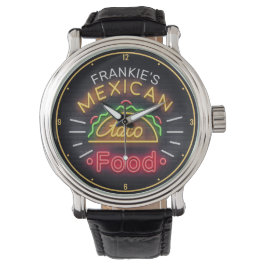 Relógio NOME DO ADICIONAMENTO Faux Neon Comida mexicana Ja