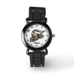 Relógio Nome do comboio de Natal para rapazes festivos