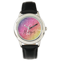 Nome do Monograma do Rainbow Glitter