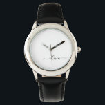 Relógio Nome do Monograma Girly de Script Moderno Branco N<br><div class="desc">Controle de Nome do Monograma Simples de Script Preto e Branco. Isto faz o doce e perfeito aniversário de 16 anos,  casamento,  chá de panela,  aniversário,  chá de fraldas ou festa de solteira presente para alguém que ama luxo de luxo e estilos quíticos.</div>