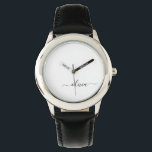 Relógio Nome do Monograma Girly de Script Moderno Branco N<br><div class="desc">Controle de Nome do Monograma Simples de Script Preto e Branco. Isto faz o doce e perfeito aniversário de 16 anos,  casamento,  chá de panela,  aniversário,  chá de fraldas ou festa de solteira presente para alguém que ama luxo de luxo e estilos quíticos.</div>
