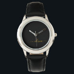 Relógio Nome do Monograma Rapariga de Script Moderno Doura<br><div class="desc">Monitorização de Nome do Monograma Simples Preto e Dourado. Isto faz o doce e perfeito aniversário de 16 anos,  casamento,  chá de panela,  aniversário,  chá de fraldas ou festa de solteira presente para alguém que ama luxo de luxo e estilos quíticos.</div>