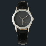 Relógio Nome do Monograma Rapariga de Script Moderno Doura<br><div class="desc">Monitorização de Nome do Monograma Simples Preto e Dourado. Isso faz a formatura perfeita,  aniversário,  casamento,  chá de panela,  aniversário,  chá de fraldas ou presente de festa de solteira para alguém que ama luxo de vidro e estilos quíticos.</div>