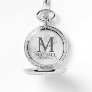 Relógio Nome e Monograma do Padrinho de casamento Personal