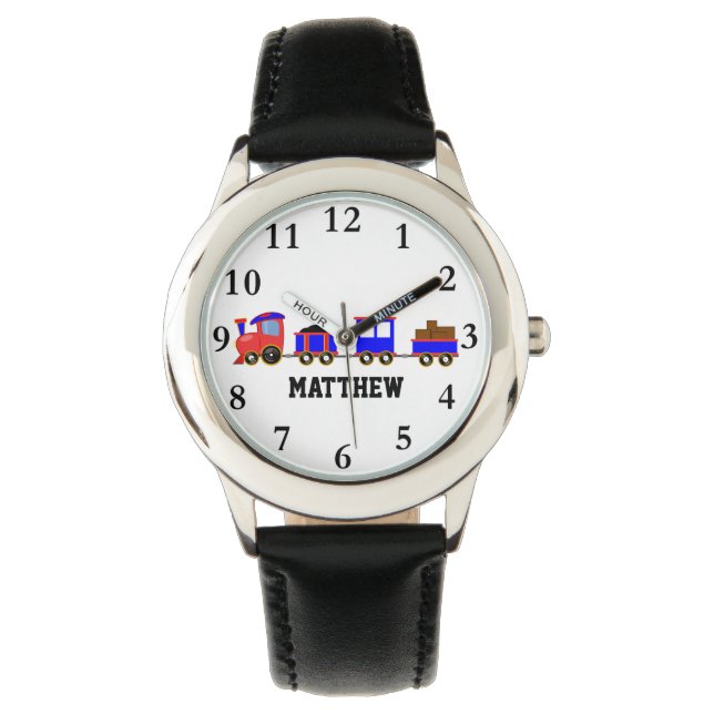 Relógio Nome personalizado do motor do comboio Boys Watch (Frente)