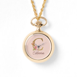 Relógio Nome Personalizado Folha de Ouro Rosa Cor-de-Rosa 