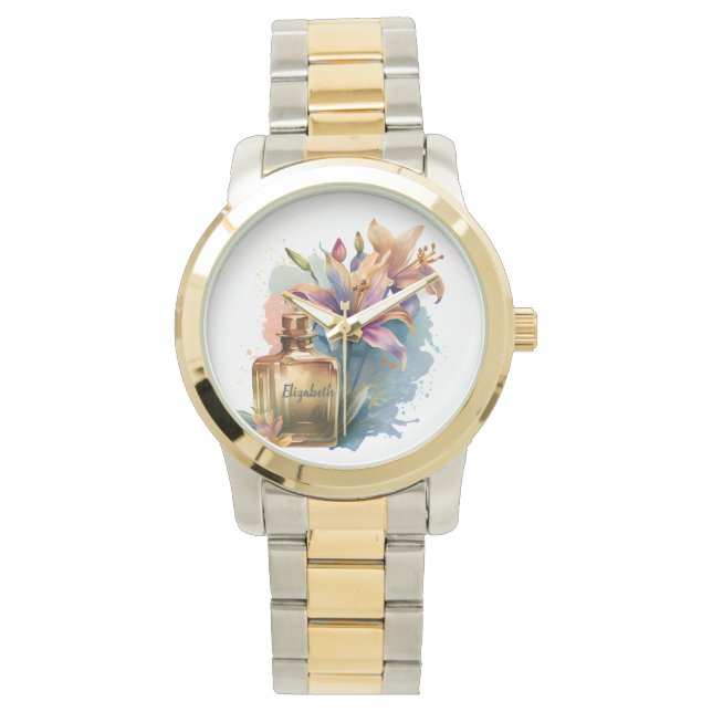 Relógio Nome Personalizado Frasco de Perfume Floral eWatch (Frente)