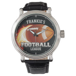 Relógio NOME Personalizado Futebol Americano Chama Esporte