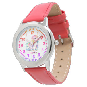 Relógio Nome Personalizado legal Rainbow Unicorn