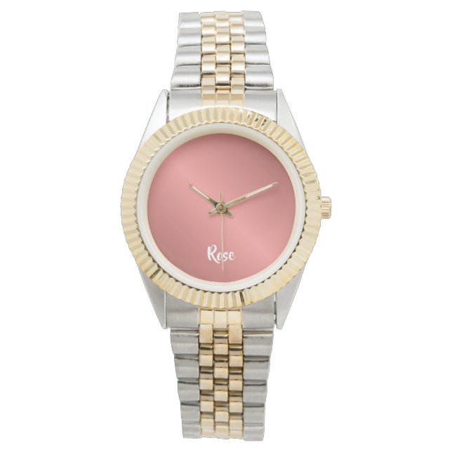 Relógio Nome personalizado rosa gold (Frente)