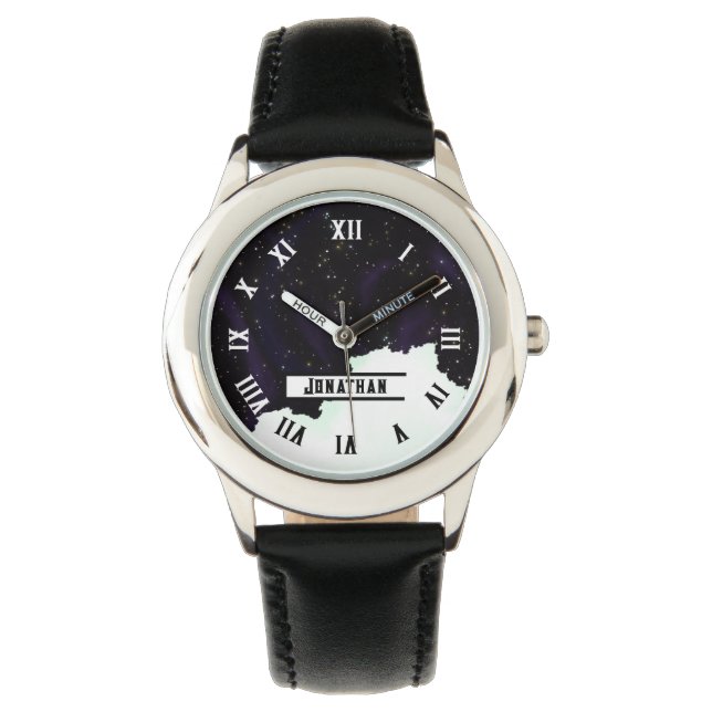 Relógio Nome PERSONALIZADO Starry Exterter Space and Cloud (Frente)