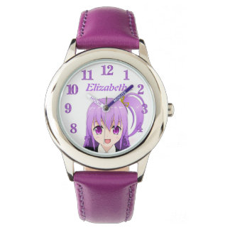 Relógio Nome roxo de menina de anime