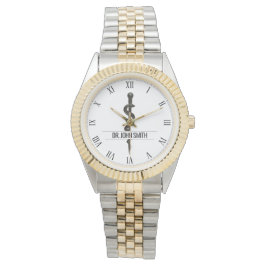 Relógio Nome Simples de Asclepius Preto Médico Profissiona