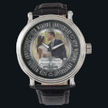 Relógio Nomes de Foto do 10º Aniversário de Casamento Eleg<br><div class="desc">Personalize esta elegante design de fotos do 10º aniversário de casamento com sua foto,  nomes e datas de casamento e aniversário. Design original criado por Designs Holiday Hearts.</div>