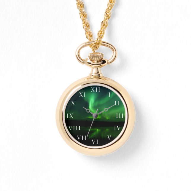 Relógio Norte Lights Aurora Borealis Árctica Alasca (Frente)