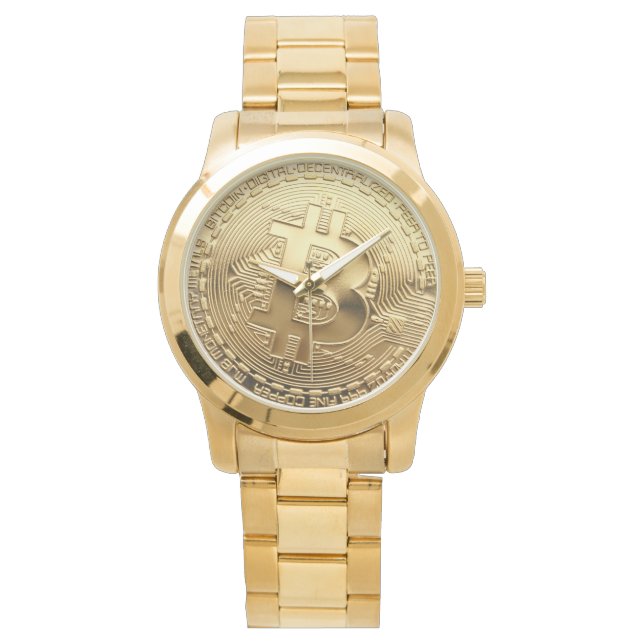 Relógio NOVA Bitmoeda 13,88 Tilt Dourado Watch (Frente)